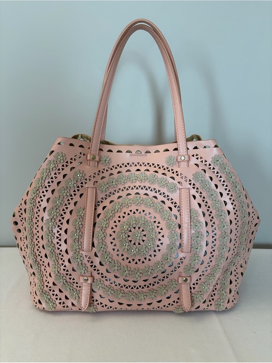 Urban Expressions Handbags - Urban Expressions Pink Perforated Floral Vegan Leather Tote Bag Boho Chic